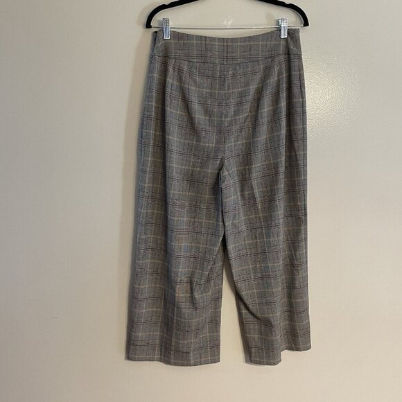 Express Women 12R Plaid Preppy Academia Wide Leg High Rise Cropped Culottes Pant - Picture 8 of 12